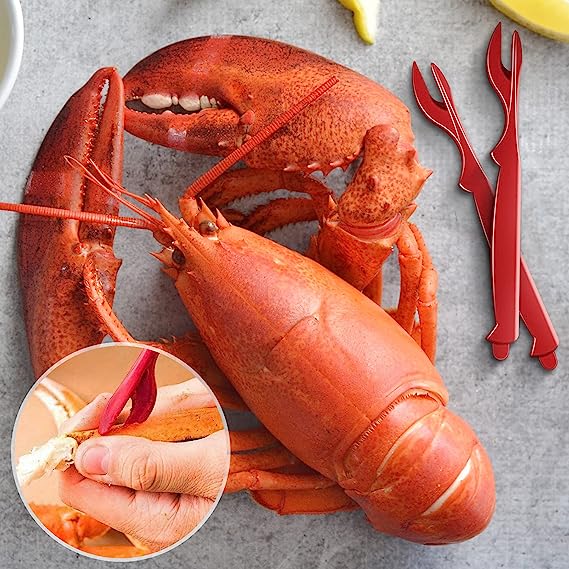  Galletas y herramientas de patas de cangrejo, juego de  herramientas de mariscos y púas incluye 2 galletas de cangrejo, 2 tenedores  de concha de langosta, 2 tenedores de patas de cangrejo