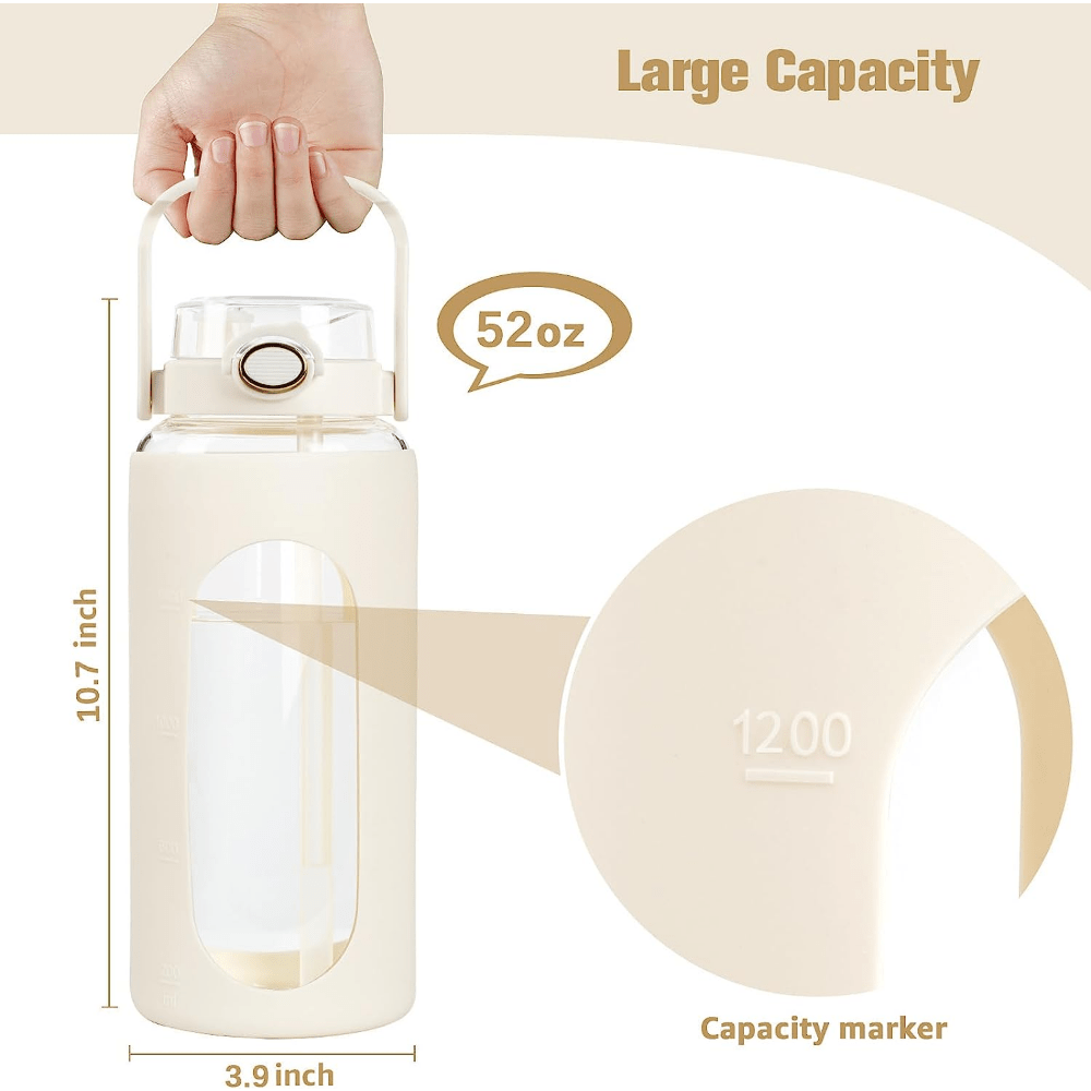 1pc Clear Glass Bottle,Reusable Refillable Water Bottles for