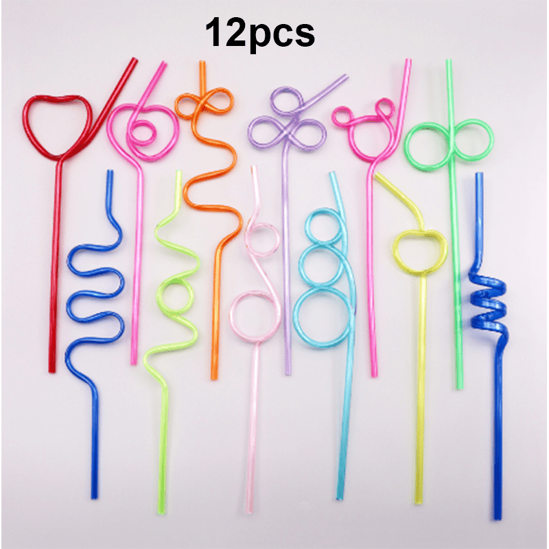 100pcs Crazy Straw Crystal Disposable Plastic Straw Pet Bar Cocktail Funny  Party Decoration