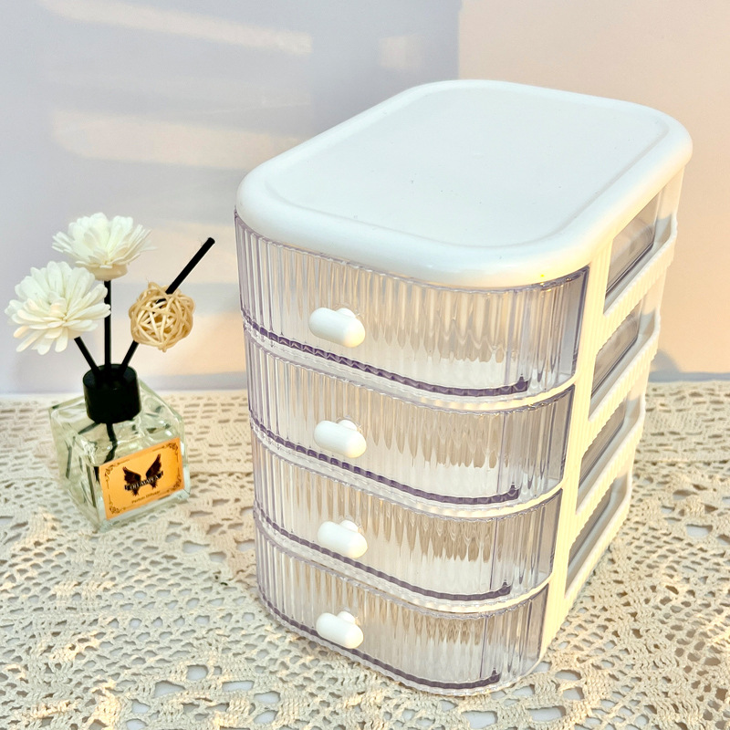 1pc Cartoon Plastic Drawer Type Cosmetic Storage Box For Jewelry,  Lipsticks, Stationery And Student Supplies Organization