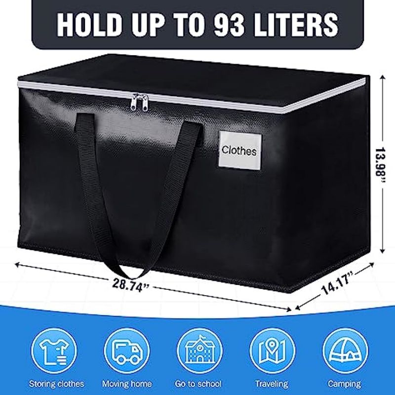 2-Pack Extra Large Moving Bags Heavy Duty Reusable Moving Totes Storage Bag  Boxes Containers for Space Saving Storage, Carrying, Travelling, College