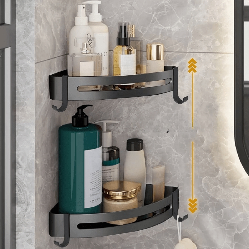 1pc Bathroom Kitchen Punch Corner Frame, Shower Shelf, Wrought Iron Shampoo  Storage Rack Holder With Suction Cup, Bathroom Accessories
