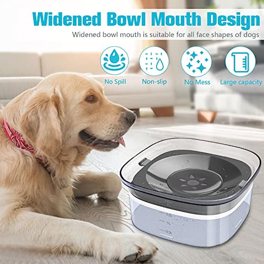 

70oz Dog Water Bowl 2l No Spill Dog Bowl Large Capacity Slow Water Feeder, Pet Water Dispenser Vehicle Carried Travel Slow Drinking Water Bowl For Dogs, Cats