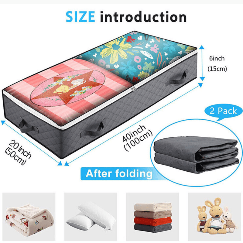 Foldable Under Bed Bags Thick Breathable Underbed Clothes Storage