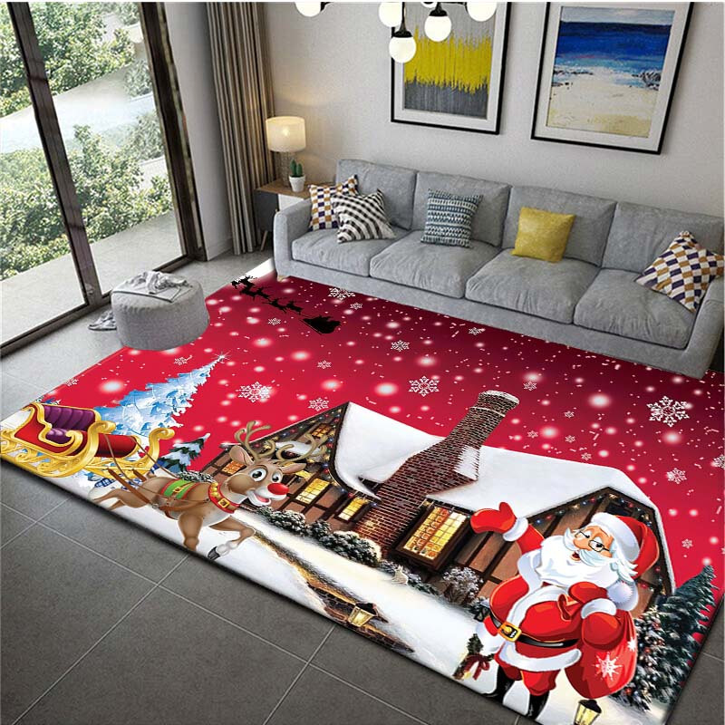 

1pc Merry Christmas Santa 3d Print Area Rug, Machine Washable Carpet For Living Room Coffee Table Floor Mat, Non Silp Bedroom Decorative Mat Corridor Porch Rug, Home Decor