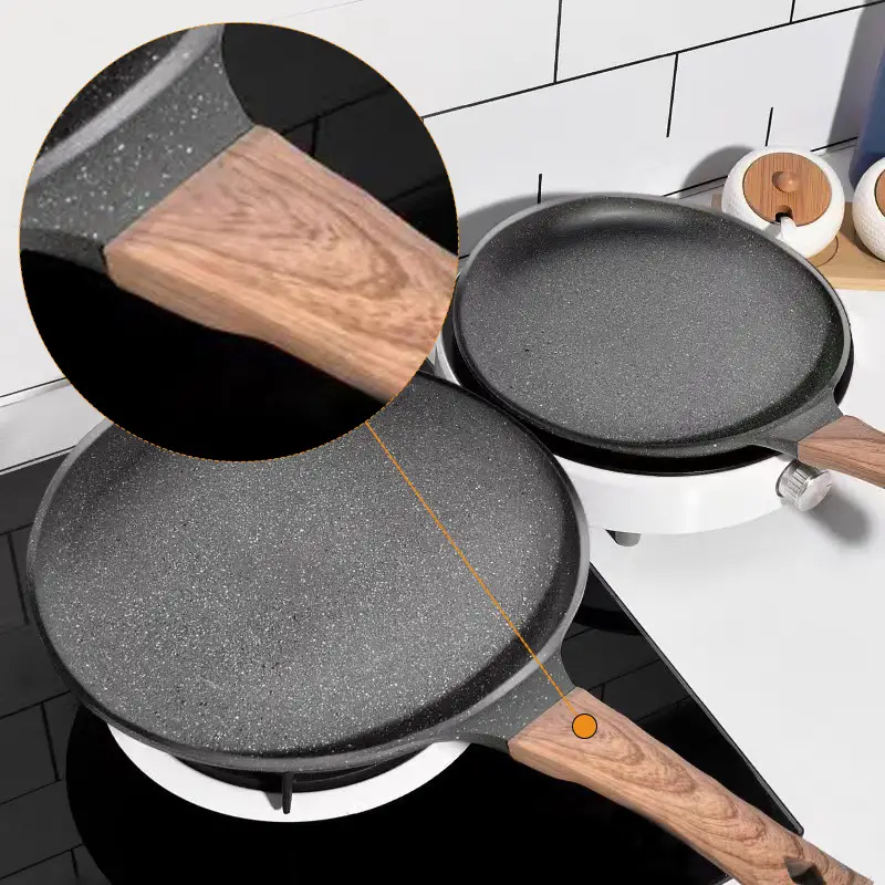 Crepe Pan Pancake Pan Nonstick Frying Pot With Wooden Handle - Temu