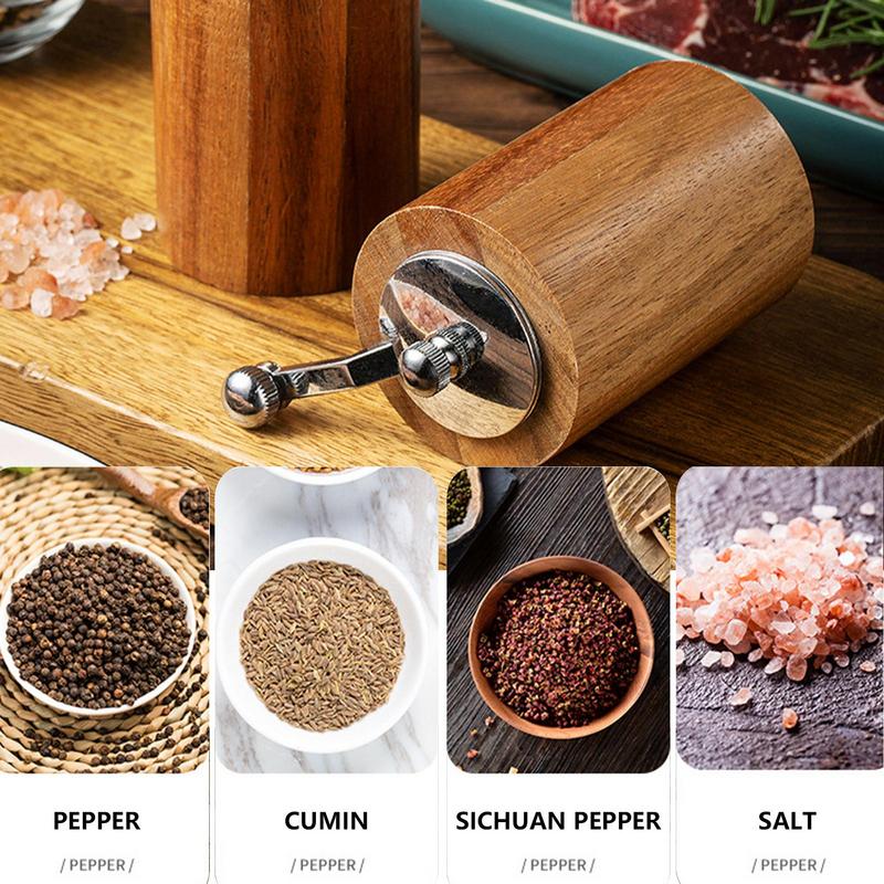 Pepper Grinder Set Household Solid Wood Antique Manual Freshly Grinded Sea  Salt Grain Black Pepper Powder Grinding Bottle - Temu