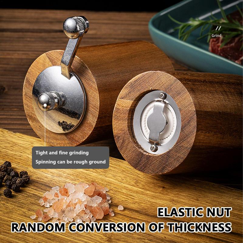 Manual Spice Grinder with Adjustable Coarseness Wood Mill Seasonings Salt Pepper Rotate The Lid Easy to Operate Mini Grinder, Size: 5, Other