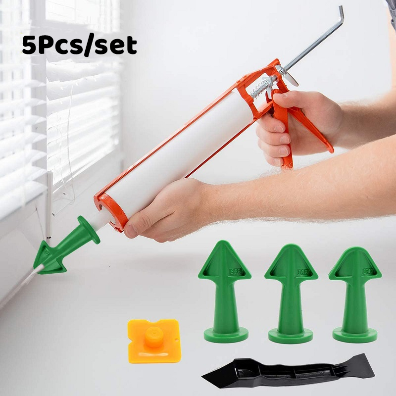 5pcs Silicone Sealant Tool Spreader Finish Kit Caulk Tile Grout Applicator