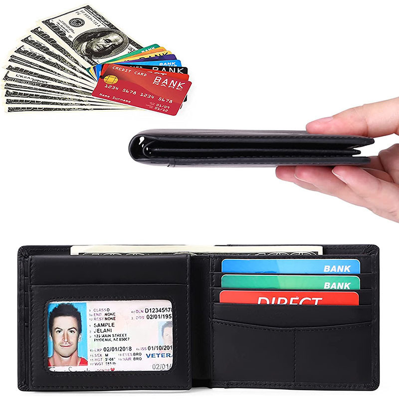 Wholesale New arrival 2023 slim genuine leather men purse RFID blocking  money clip designer card holder wallet From m.