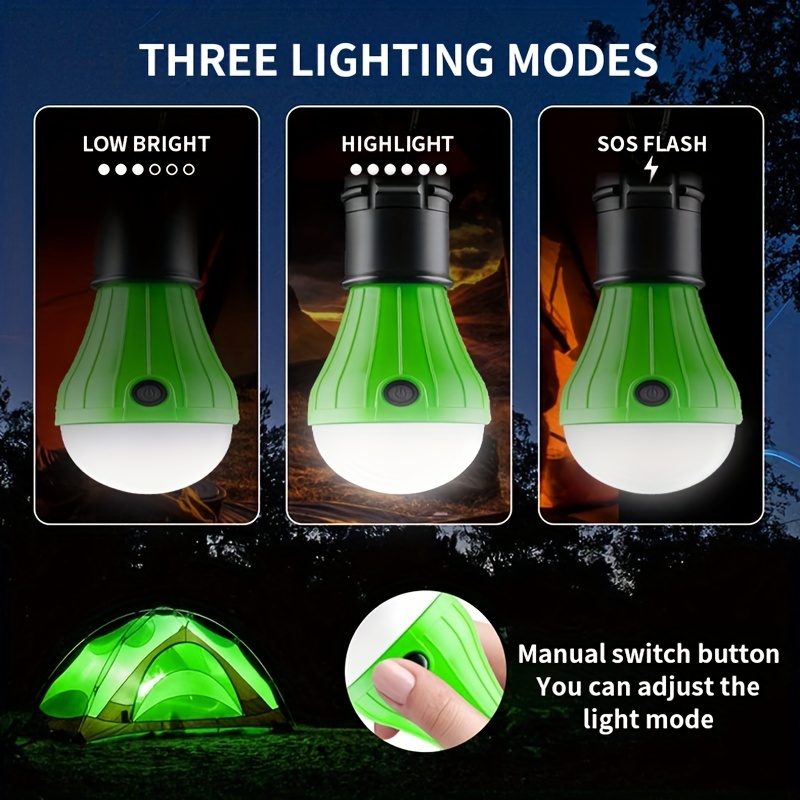 Portable Camping Lantern Battery Powered Lights 3 in 1 Waterproof