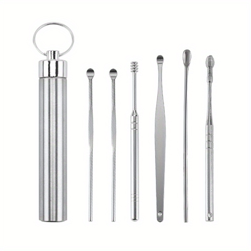 6 Pieces Ear Canal Cleaning Set Ear Wax Cleaning Tools Set Spiral Design  Stainless Steel Ear Picks Ear Wax Removal Set Portable Ear Canal Cleaning  Set Baby Ear Plugs for Flying (D