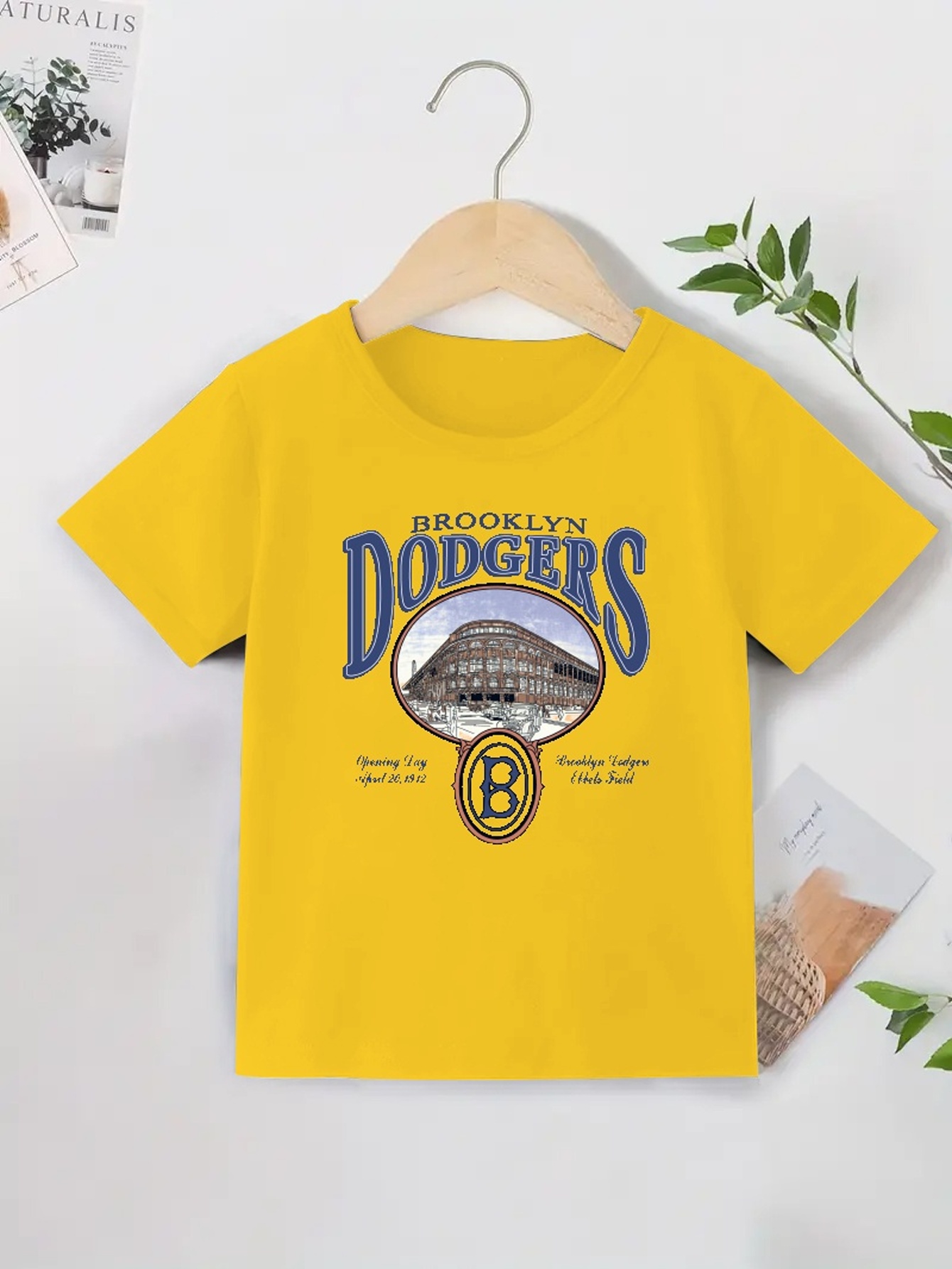 Dodgers Letter Print Boys Creative T-shirt, Casual Lightweight