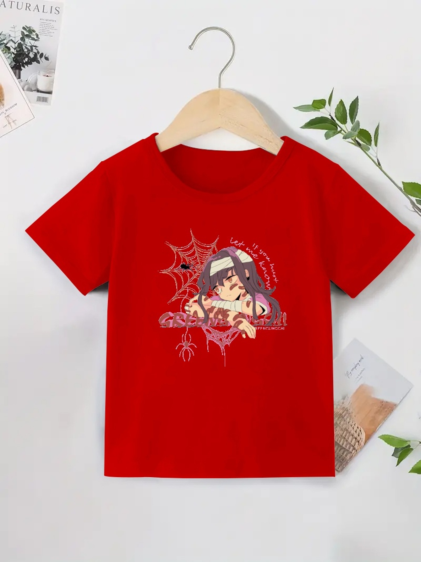 Camiseta Roja Con Estampado De Anime Para Niña Camisetas - Temu