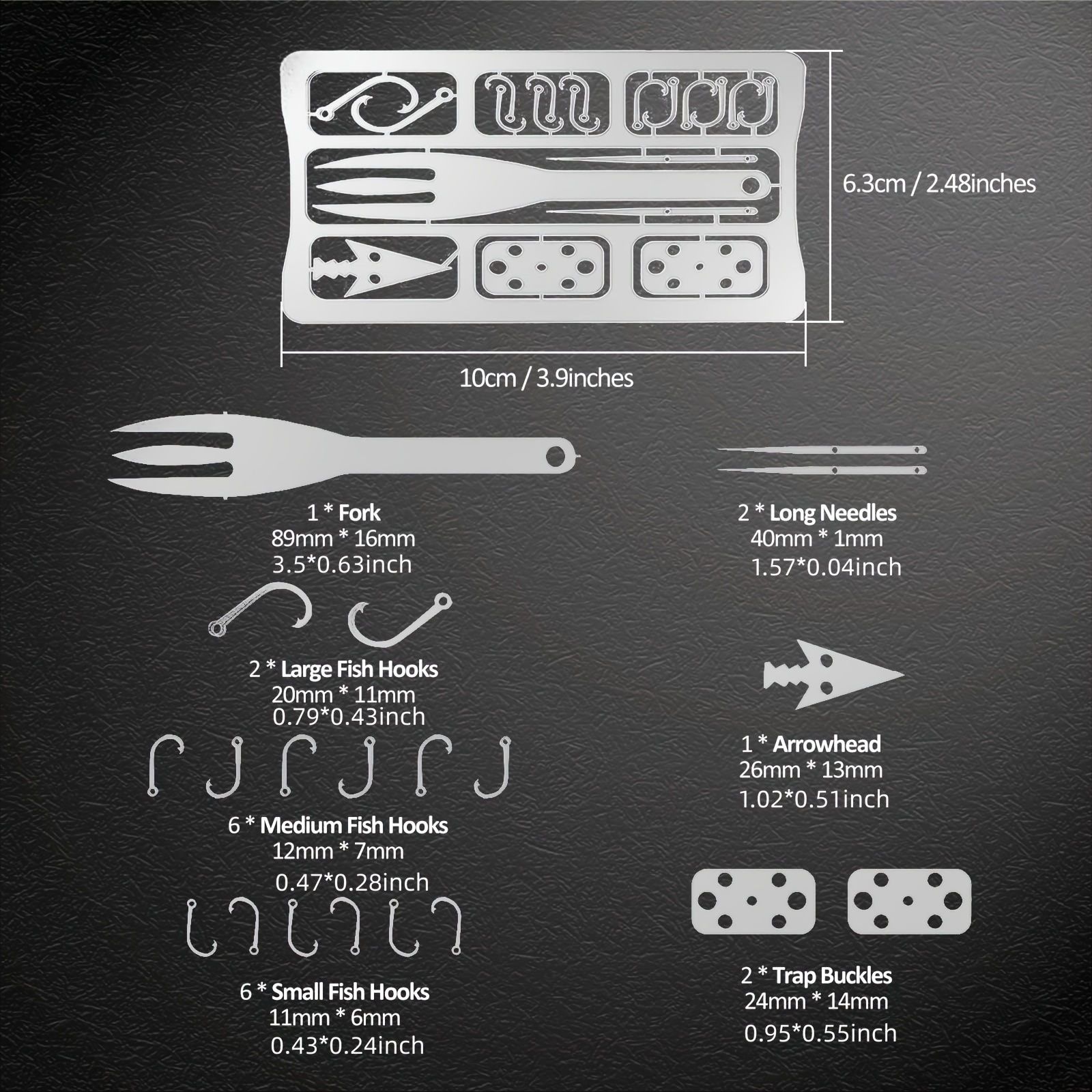 11 Outils de survie multifonction gris carte compact