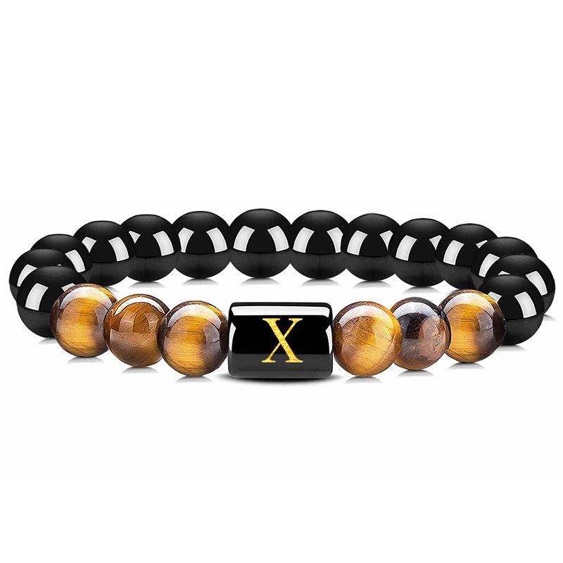 A z Initial Letter With Natural Tiger Eye Stone Bracelet - Temu