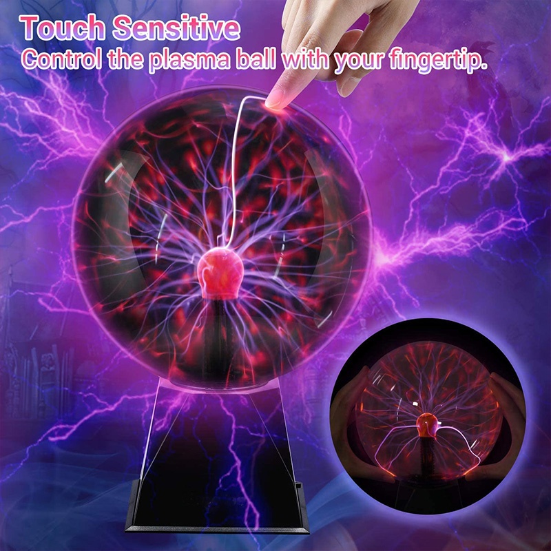 Boule de plasma : 15,2 cm - Sensible au toucher et au son - Boule  électrique Theefun à brancher - Nébuleuse - Foudre - Jouets fantaisie pour  enfants