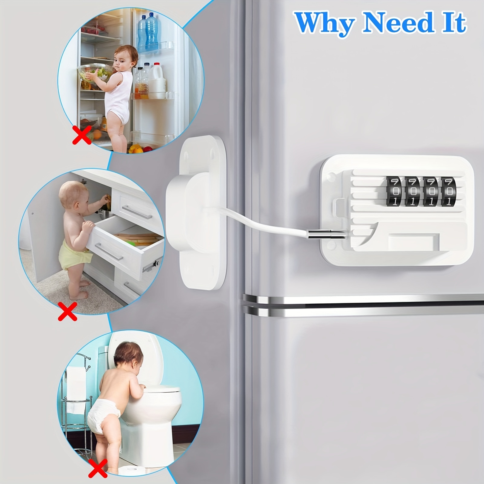 1pc Door Lock with Combination Child Resistant Refrigerator Door Lock for  Kitchen Refrigerator Drawer Window - AliExpress