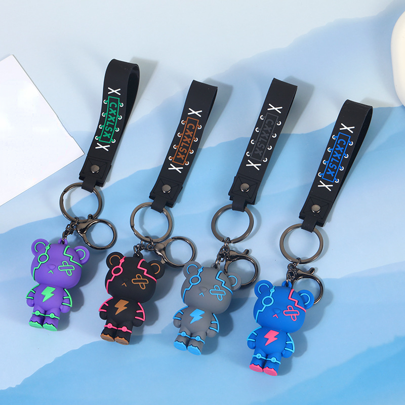 Trendy Cool Bear Doll Anime Keychain For Men, Exquisite Key Ornament For Men
