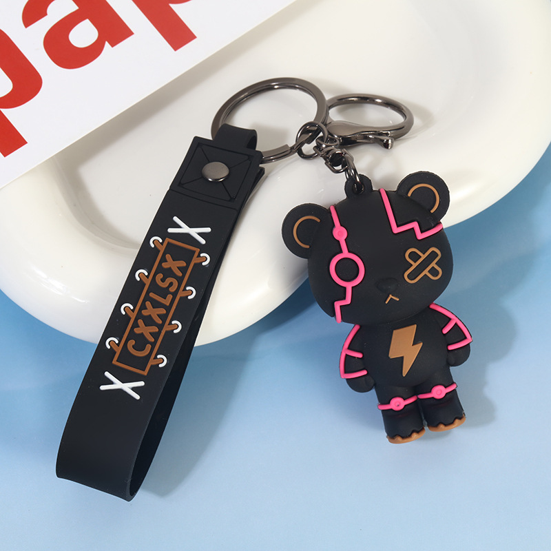 Trendy Cool Bear Doll Anime Keychain For Men, Exquisite Key Ornament For Men