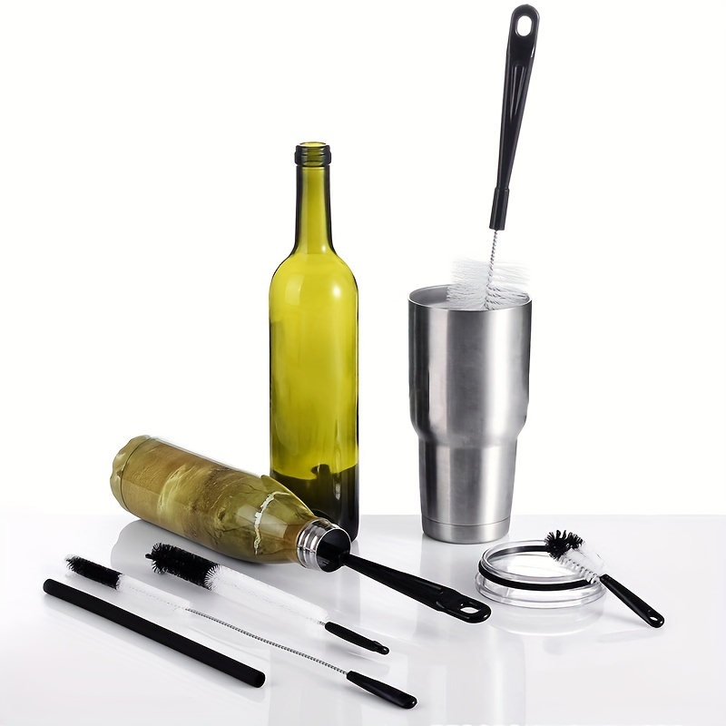 Cepillo de silicona para limpieza de botellas de leche, cepillo de limpieza  de botellas de agua de mango largo, limpiador de botellas de vidrio de  vino, cepillo de limpieza de vasos de