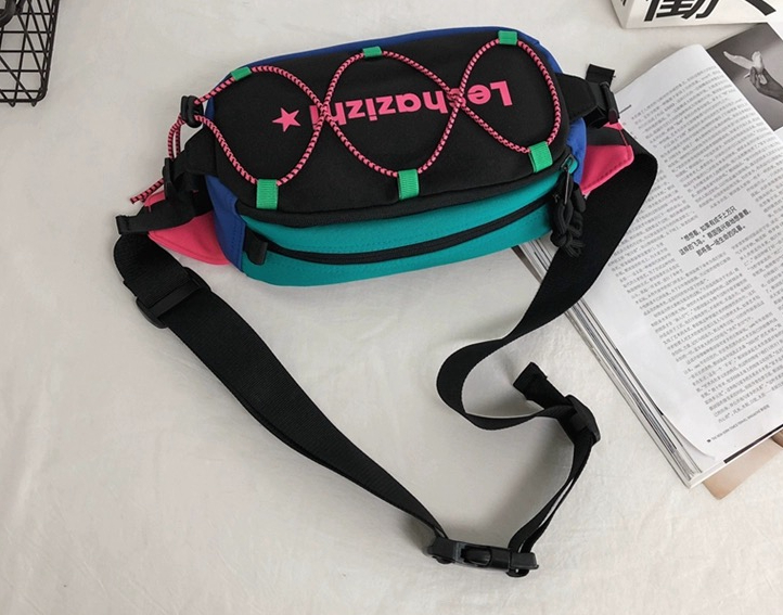 Color Contrast Waist Bag For Street Sports, Drawstring Detail Fanny Pack,  Waterproof Nylon Crossbody Bag - Temu