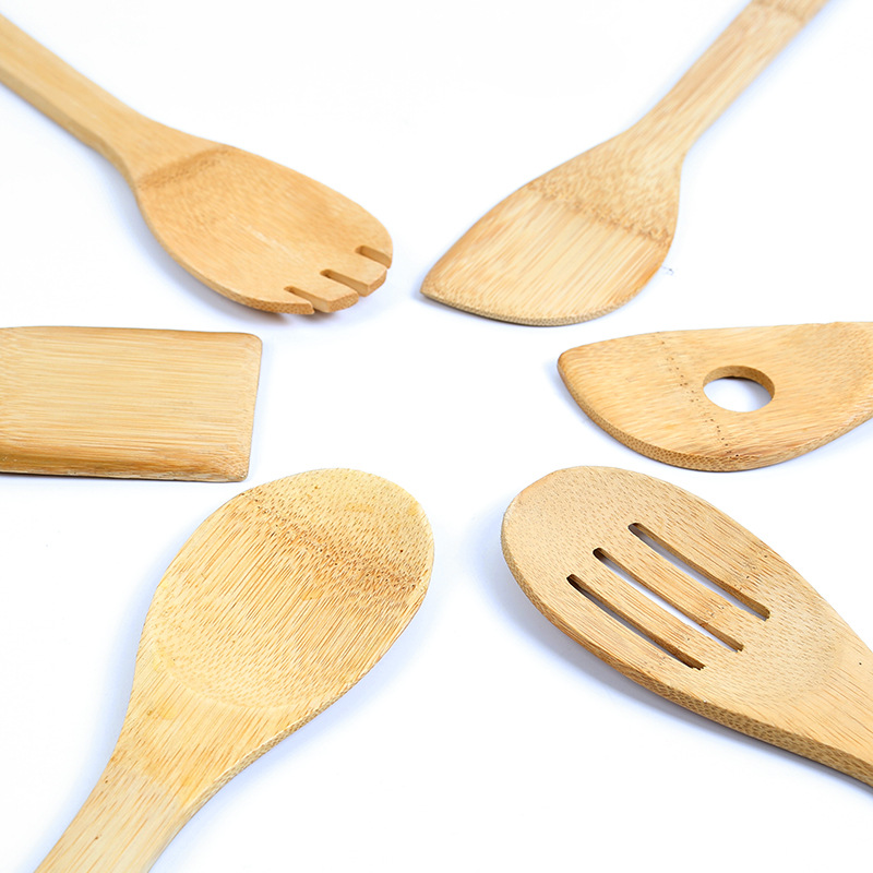 6Pcs Bamboo Cooking Utensils Set Heat Resistant Kitchen Utensils