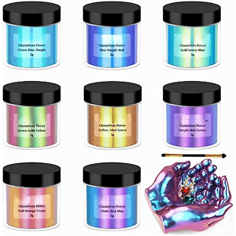 Chameleon Mica Powder Metallic, 8 Color Shift Pigment Powder for Epoxy  Resin Tumblers Dye, Upgrade Chrome Chameleon Powder Color Changing for  Nails