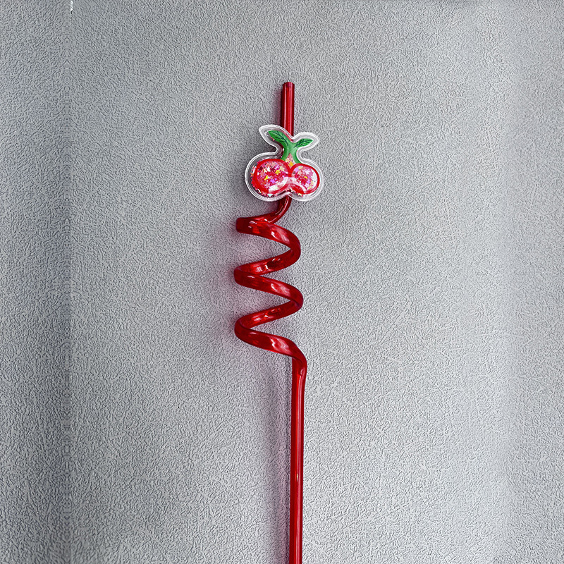 Spiral Shaped Straw, Fruit Decoration, Animal Pattern Unicorn