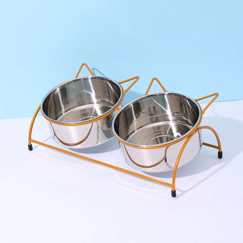 Pet Feeder Stainless Steel Food and Water Bowl with Wire Stand