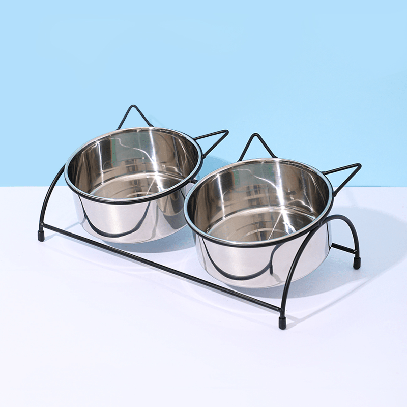 Pet Feeder Stainless Steel Food and Water Bowl with Wire Stand