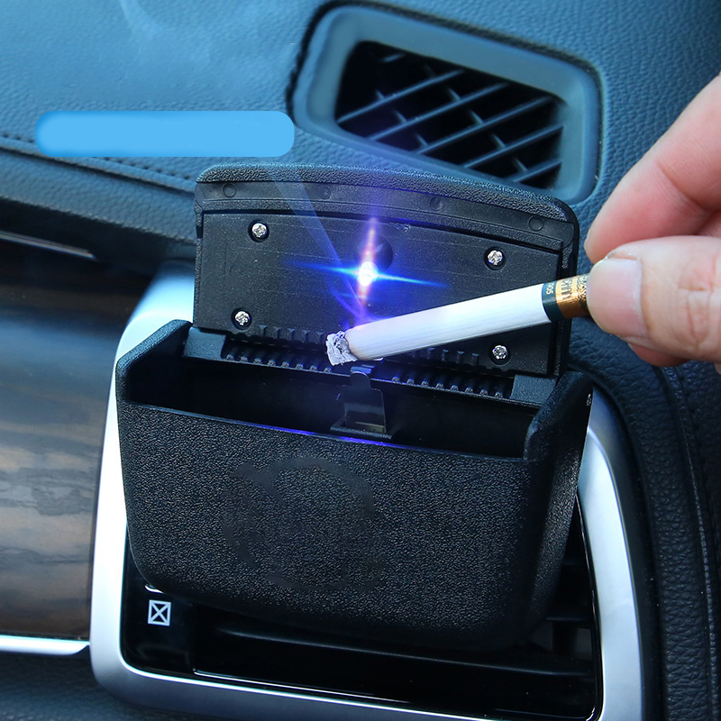Accessoires pour voiture Poubelle de voiture en acier inoxydable  rechargeable amovible avec allume-cigare amovible et