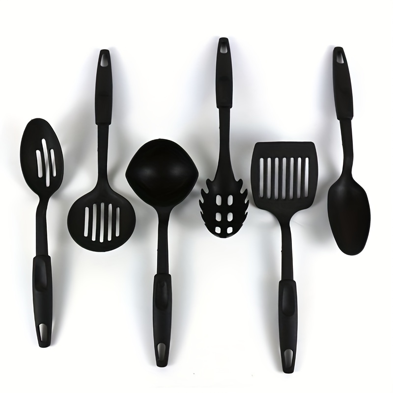 6pcs, Premium Kitchen Utensils Set - Includes Ladle, Spoon, Slotted Spoons,  Spatula, Slotted Turner, Spaghetti Server - Durable PC Plastic - Perfect f