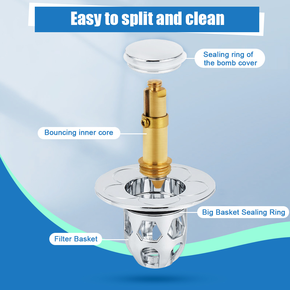 1pc New Pop-up Drain Filter With Bounce Core, Hair Catcher Sink