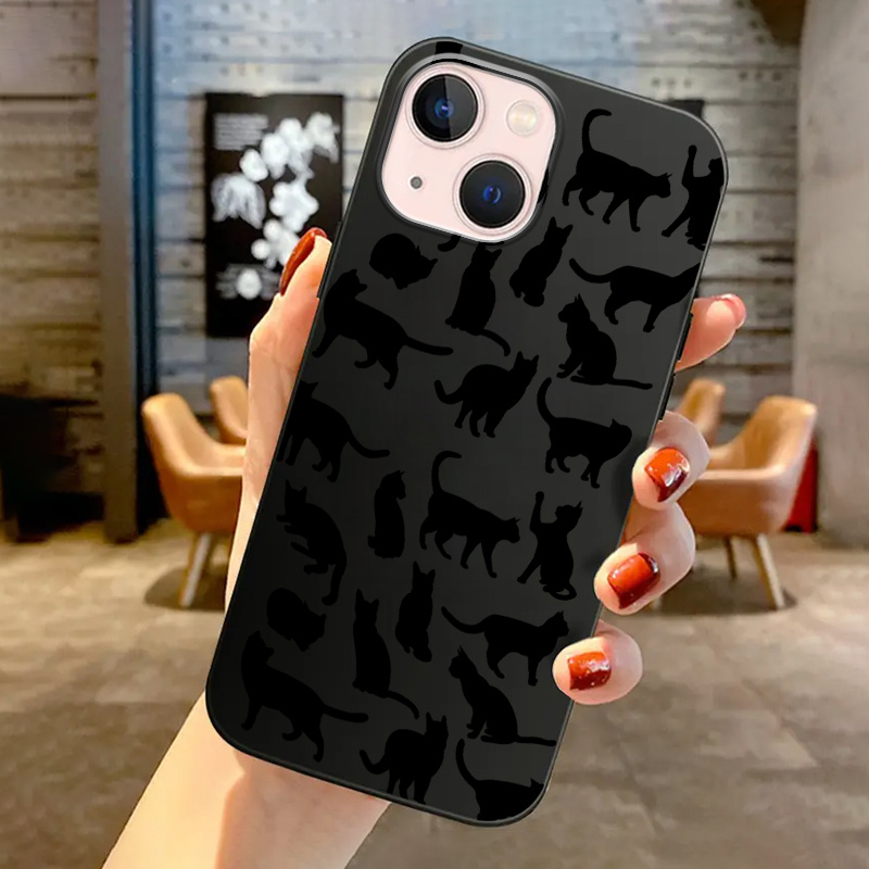 2pcs Black Cat Phone Case For Iphone 14 13 12 11 Pro Max X Xr Xs 7