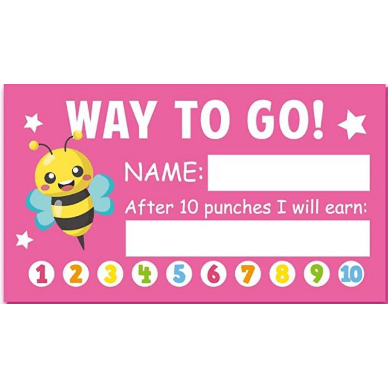 Reward Card for Kids Punch Card Reward System or Coupon for Rewards Card  Size 3.5 X 2 Inches Pack of 50 