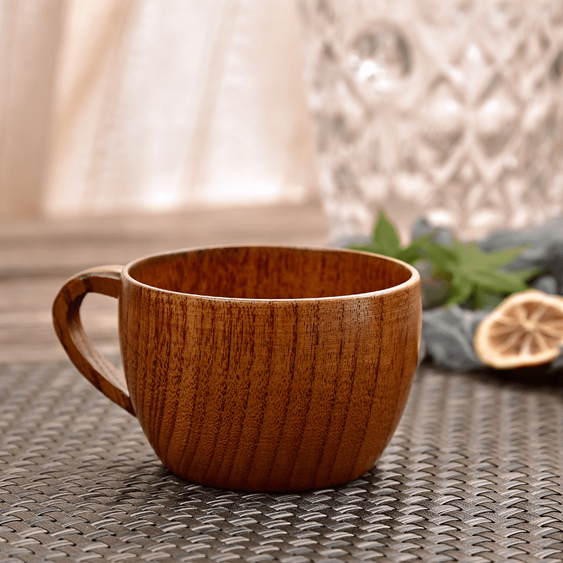 Wooden Insulated Tea Cup With Handle, Solid Wood Coffee Cup, Tea Cup,  Jujube Wood Flat Bottom Coffee Cup
