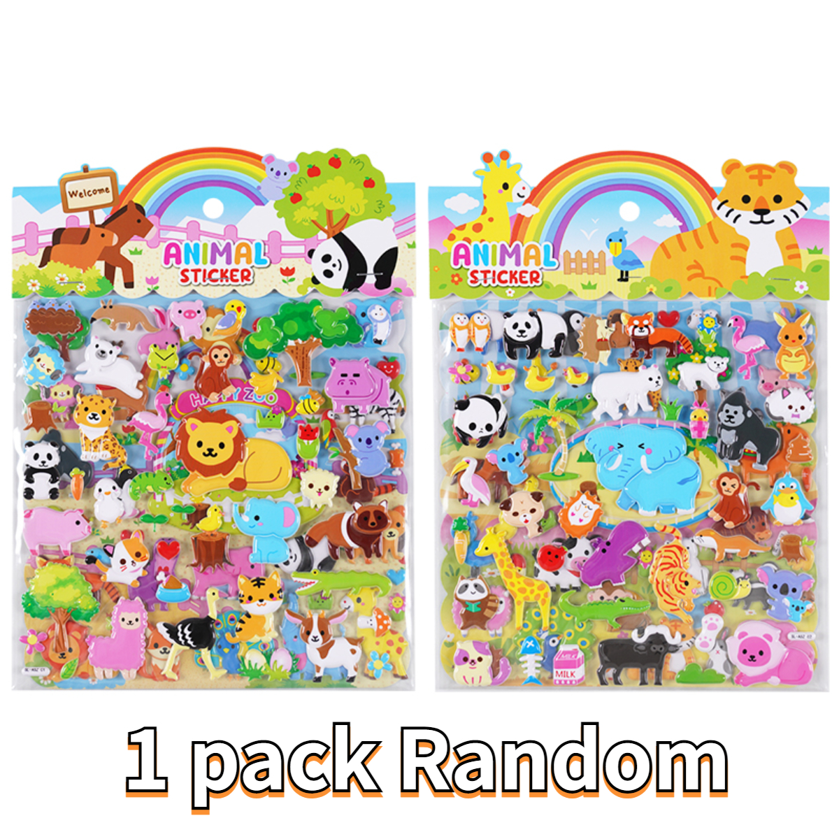 Random Cute Animals Double Layer 3d Puffy Stickers - Temu