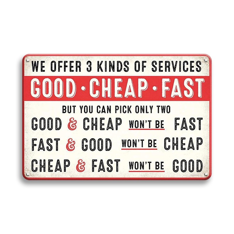 TEMU 1pc Metal Sign Good Fast Humorous Funny Retro Tin Sign Work Posters Wall Art Stickers For Or Man Cave 20.32x30.48cm