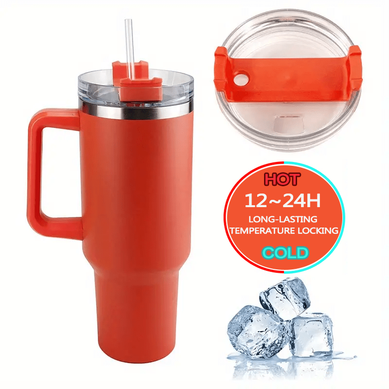 40 oz Tumbler with Handle and Straw Lid Stainless Steel Water