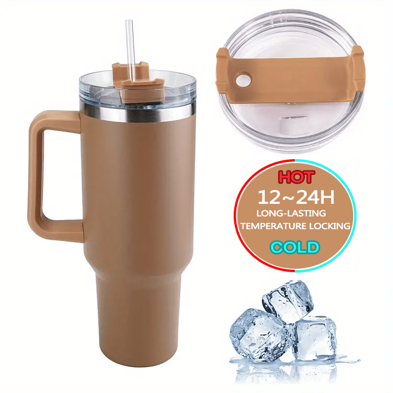 Tumbler With Handle And Straw Lid, Insulated Reusable Double Wall