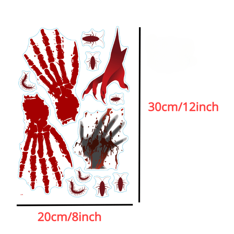 Halloween Bloody Decal Decoration Bloody Handprint Window - Temu