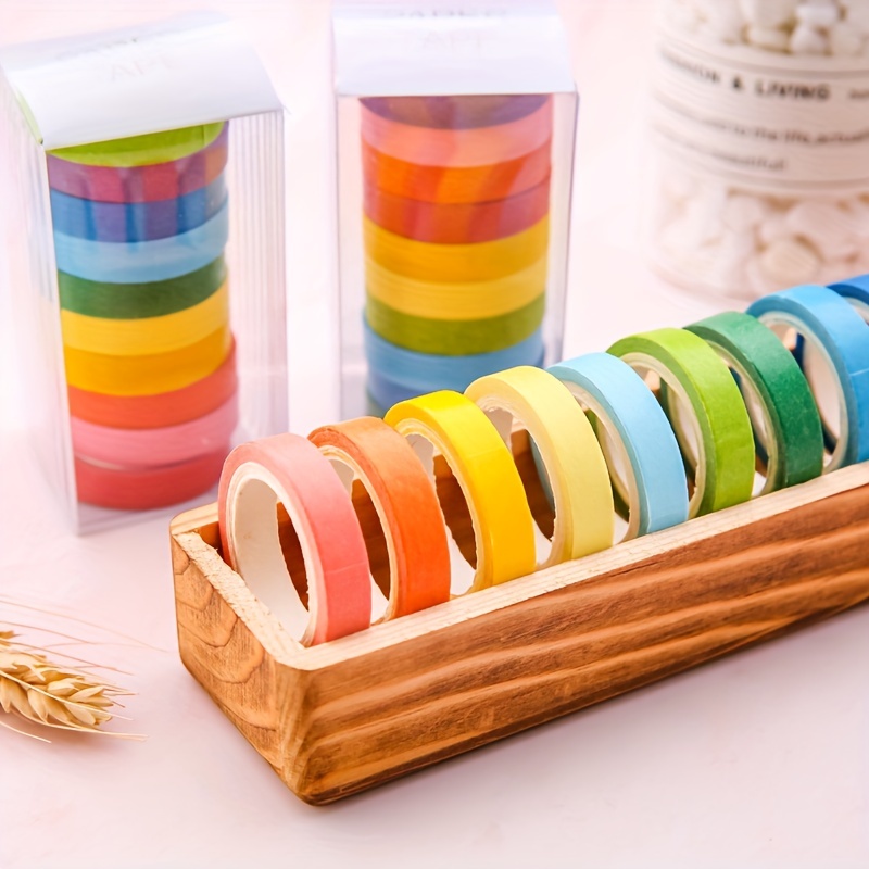 10 Rolls/box 0.28inch Wide Tearable Rainbow Color Series Washi Tape Masking  Tape Handmade Decorative DIY Materials Colored Washi Tape Set / 10rolls Bo