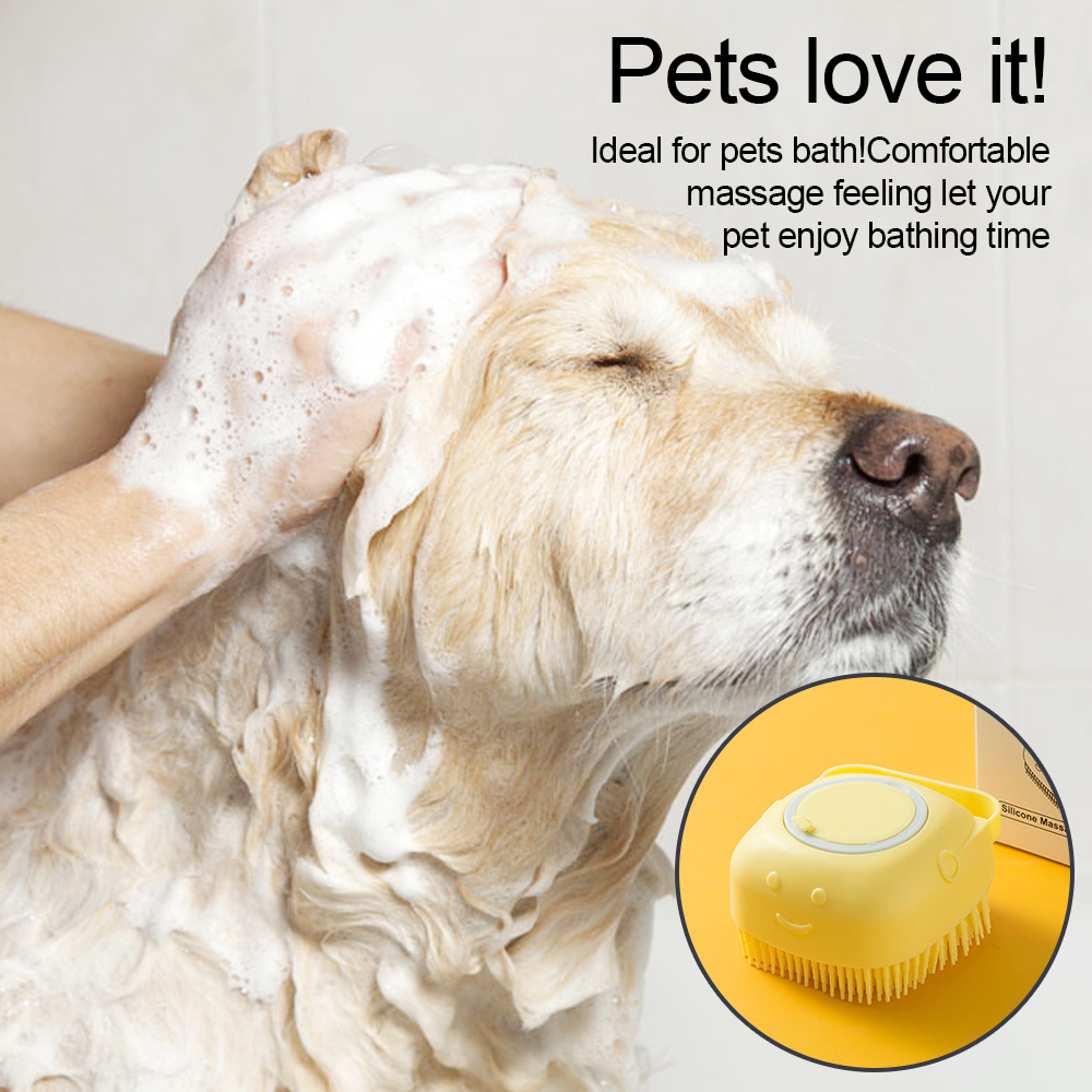 Pet Bath Brush Shampoo Massage Brush Soft Silicone Puppy Cat Comb