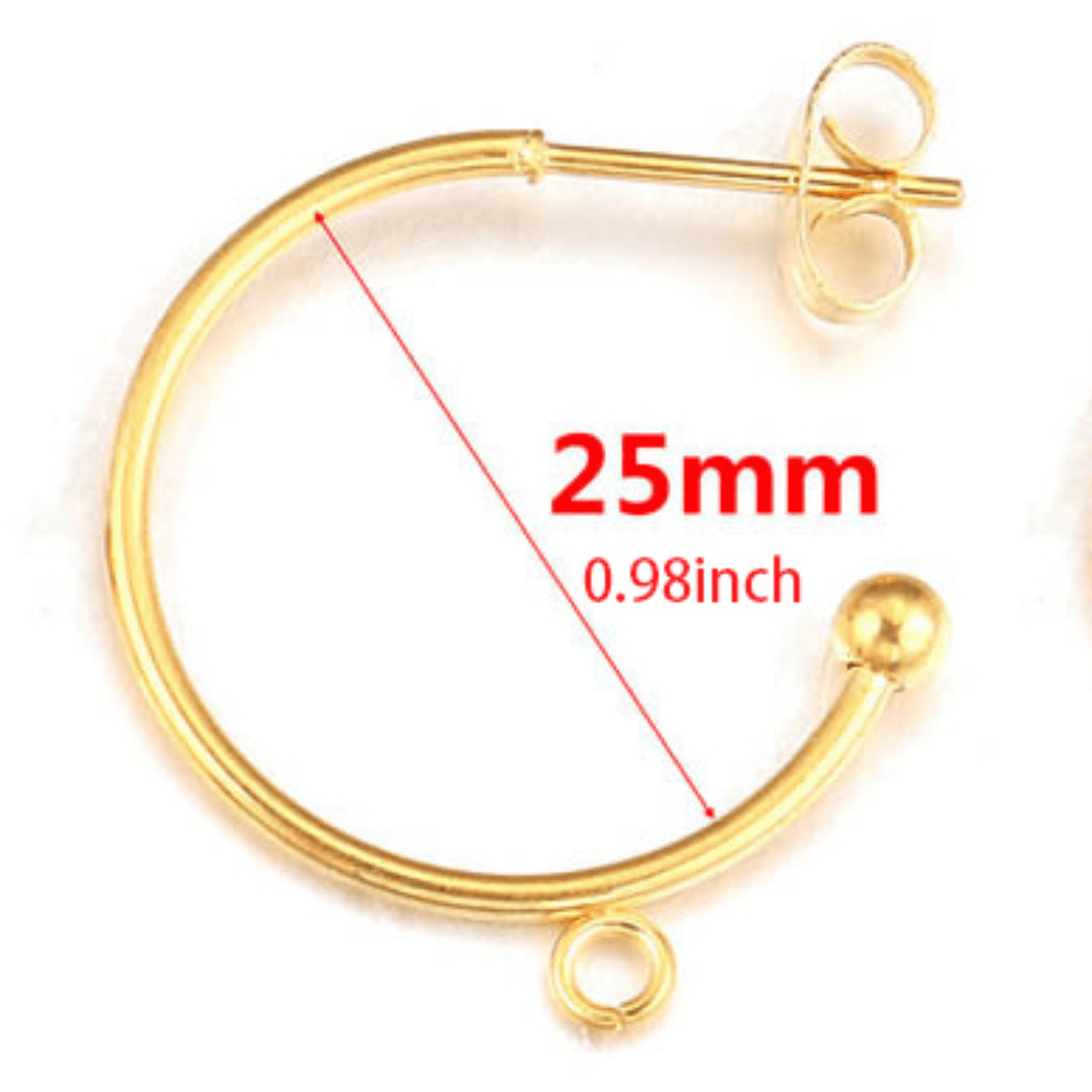 2Pcs Stainless Steel Golden Plated C Shape Huggie Earring Posts Stud  Earrings Hoops Earrings Components For DIY Earrings Making Women Jewelry  Gifts