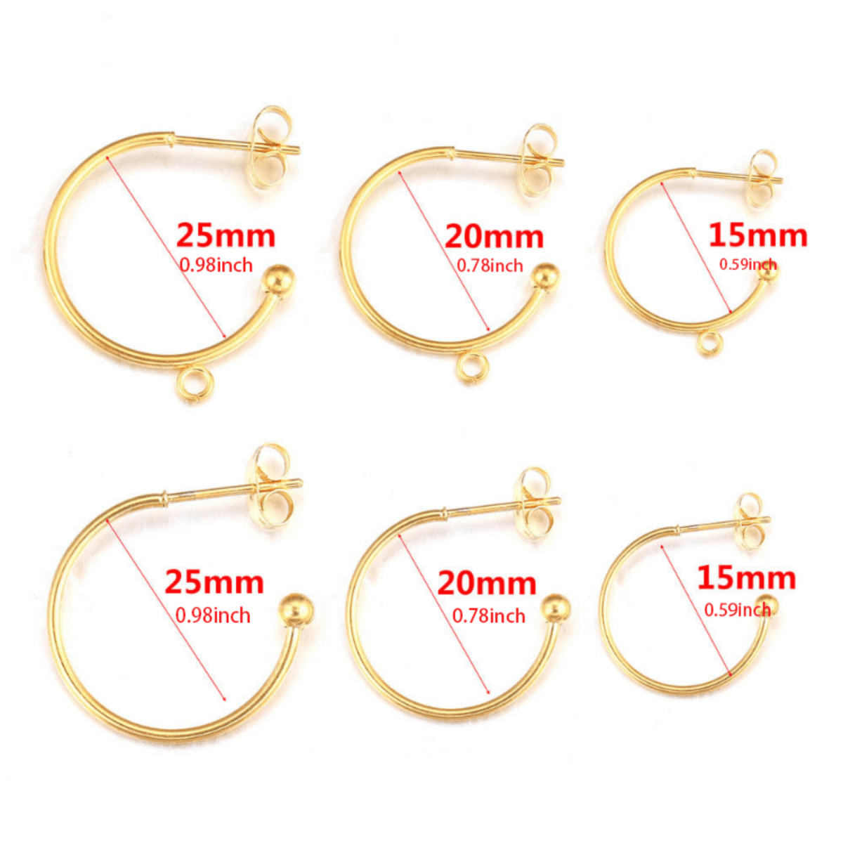 Stainless Steel Golden Plated C Shape Huggie Earring Posts - Temu