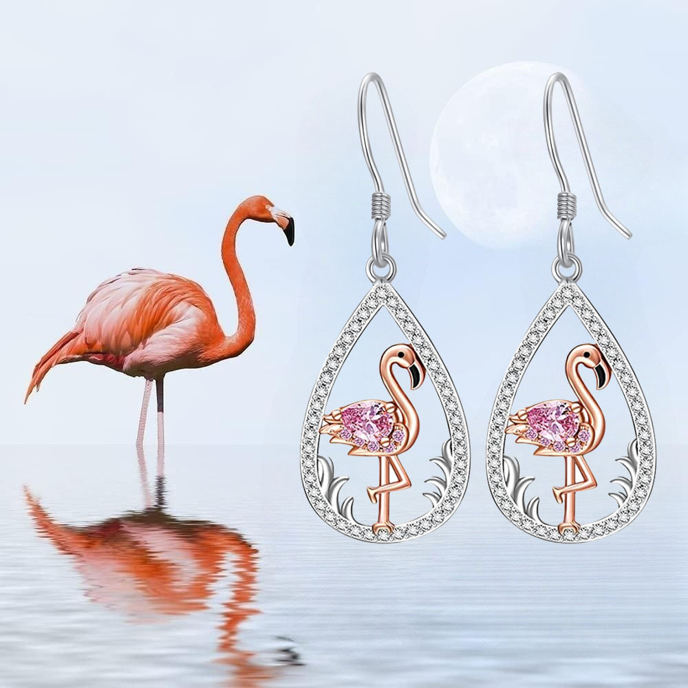 cute flamingo decor waterdrop earrings for teen girls birthday gift details 1