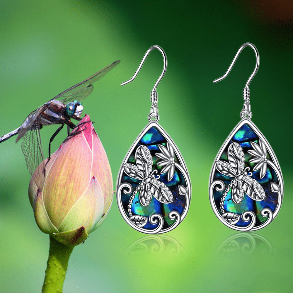 cute dragonfly pattern blue water drop earrings for women girls birthday christmas gifts 3