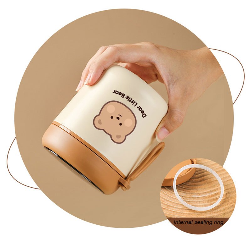 1pc Creative Insulated Soup Cup Water Mug Breakfast Milk Cup Portable  Miniature Soup Pot With Spoon For Office Workers