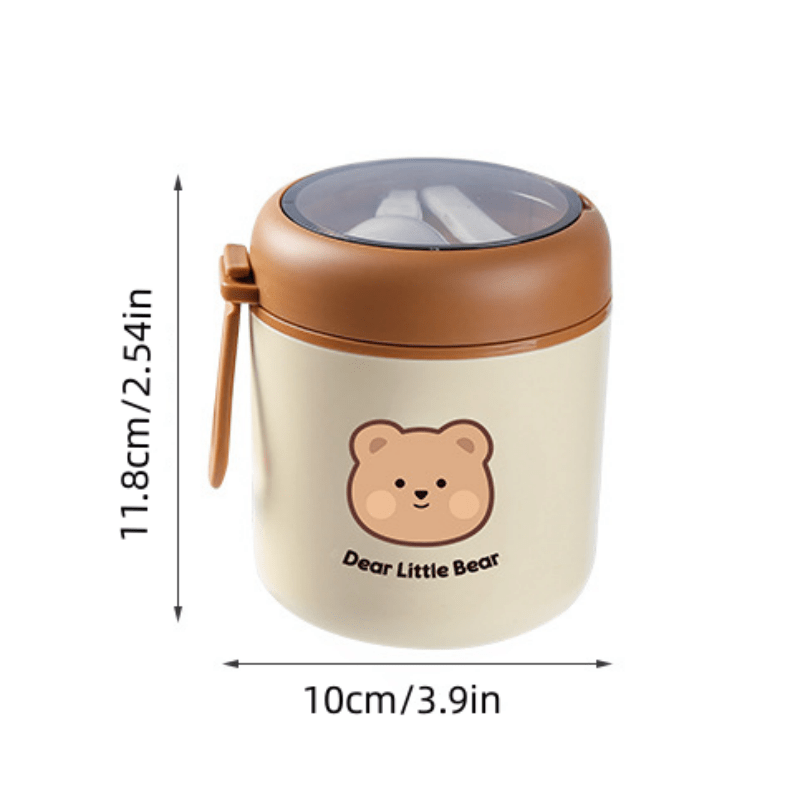 1pc Portable 304 Stainless Steel Insulated Soup Mug, Couple Kids
